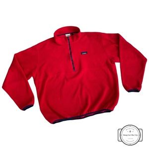 Vintage 80s / 90s L.L. Bean Half Zip Red Fleece Pullover